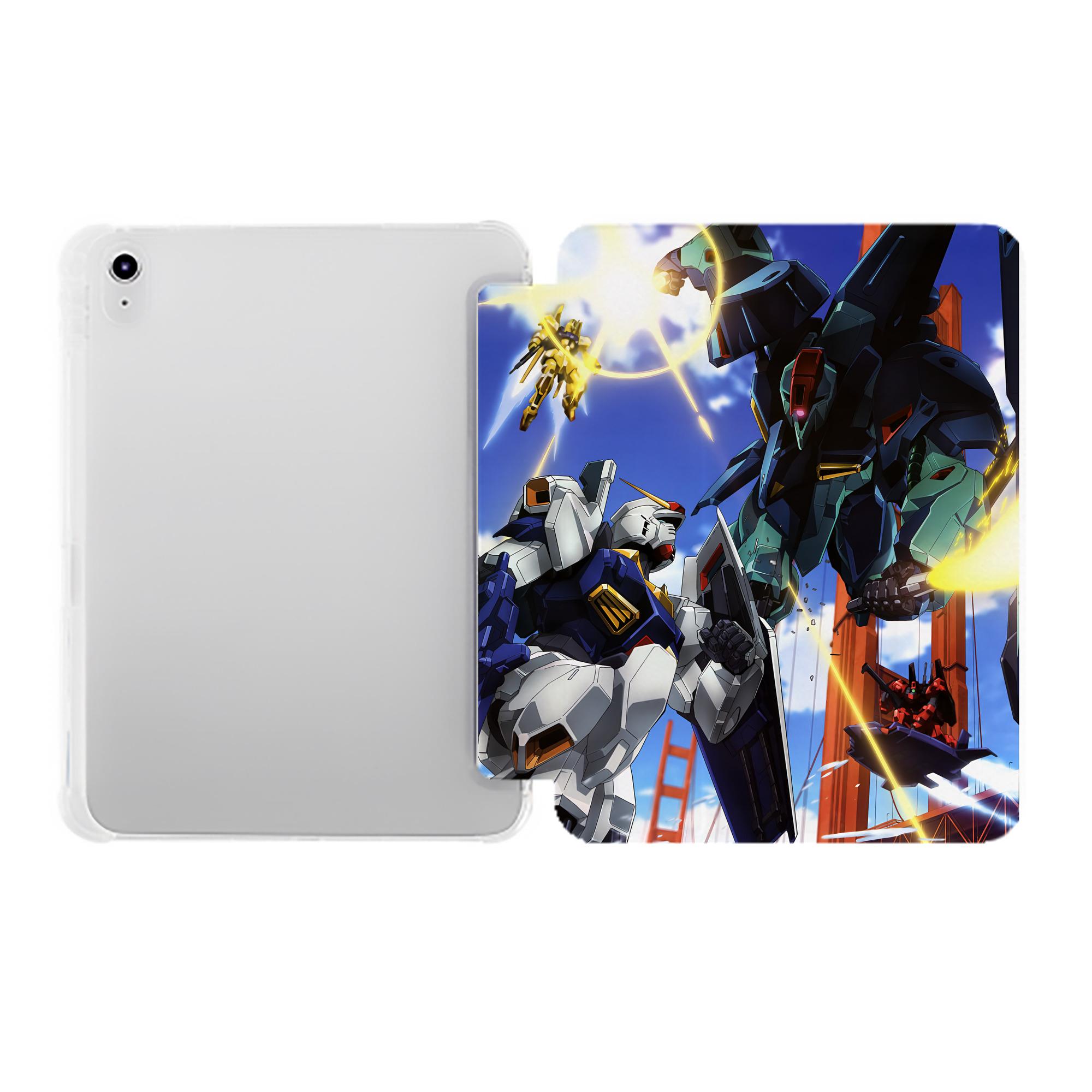 （画像用） 機動戦士ガンダム Mobile Suit Gundam IPad ケース ペン収納付き 三つ折りスタンド PUレザー×シリコン 対応機種9.5/10.5/10.9インチ